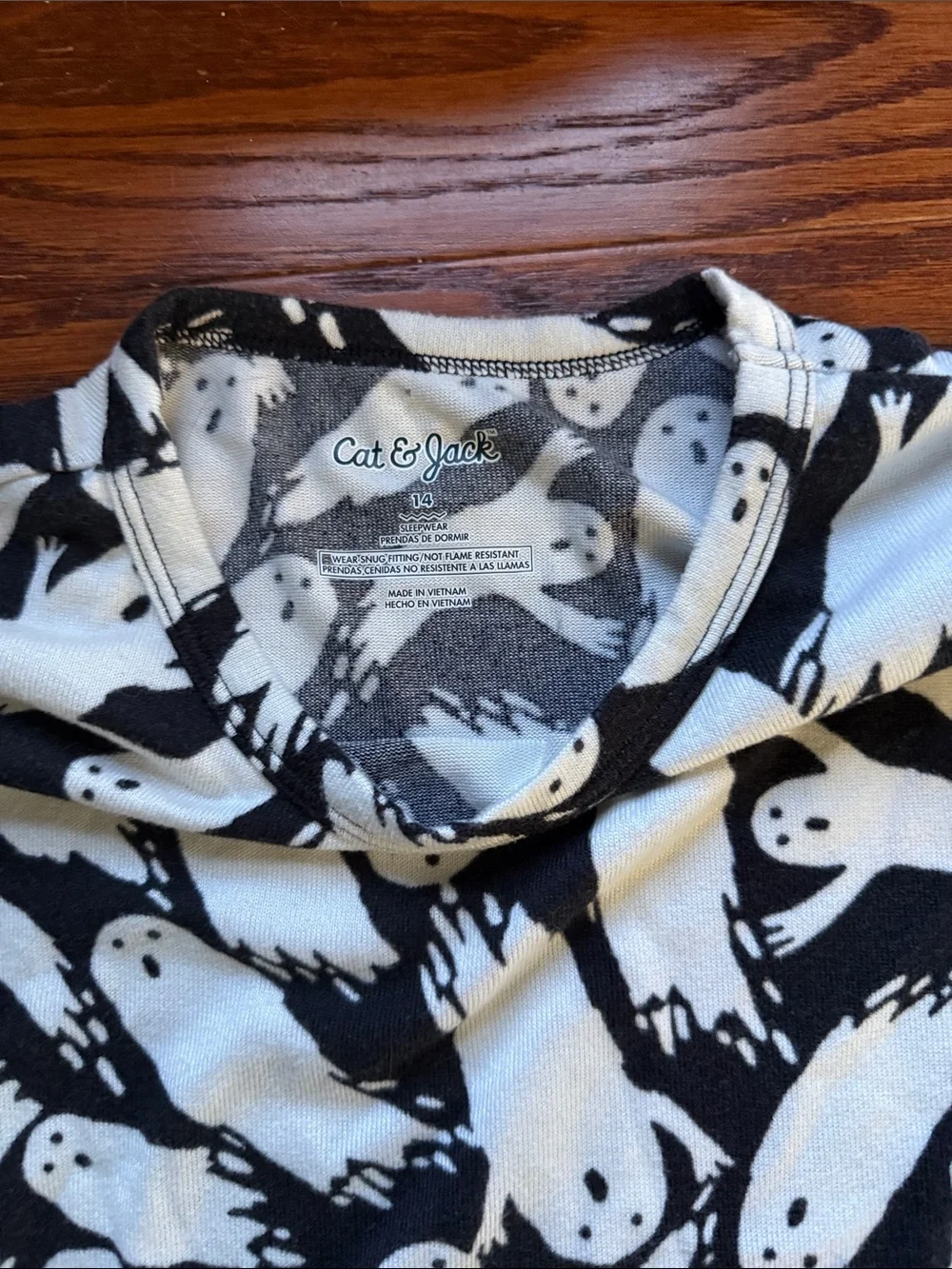 Cat & Jack Black and White Ghost Print Kids Pajama Set